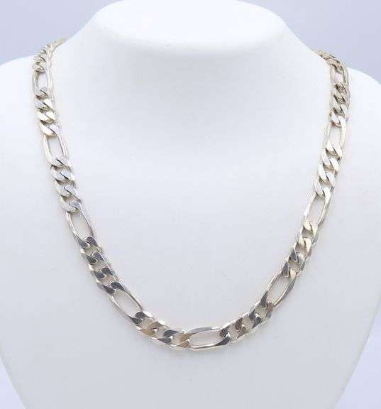 Italian 925 Sterling Silver Heavy Figaro Chain Necklace