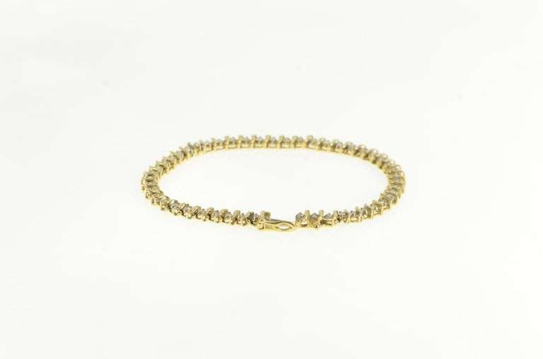 14K Yellow Gold 1.92 Ctw Diamond Wavy Link Classic Tennis Bracelet
