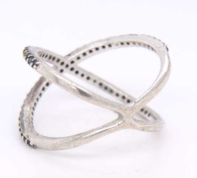 925 Sterling Silver Blue Sapphire Pave Ring