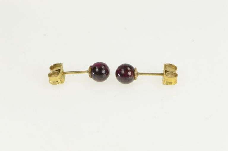 14K Yellow Gold 5.1mm Tourmaline Sphere Ball Vintage Stud Earrings
