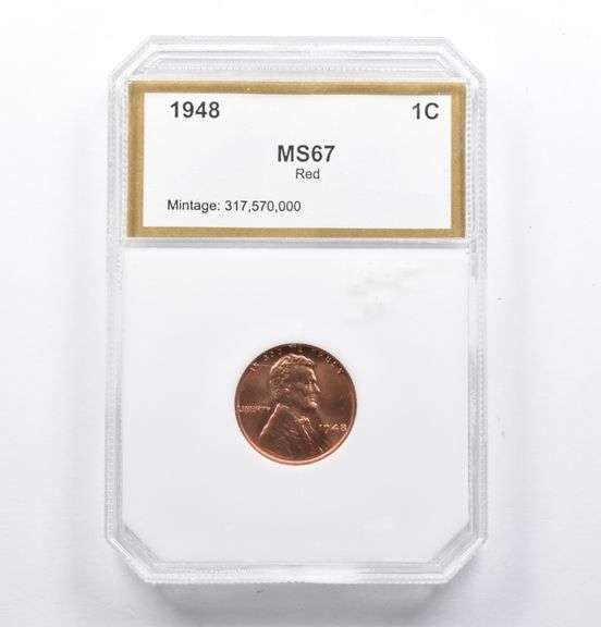 MS67 Red 1948 Lincoln Wheat Cent PCI