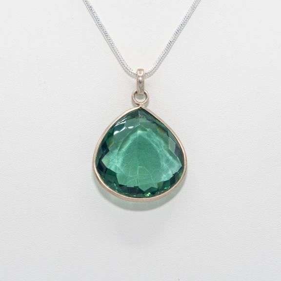 One Certified 67.45 Ct Lab Created Green Amethyst Pendant