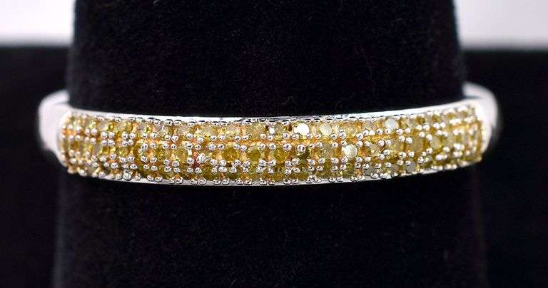 Phenomenal Yellow Diamond Band Ring In White Gold