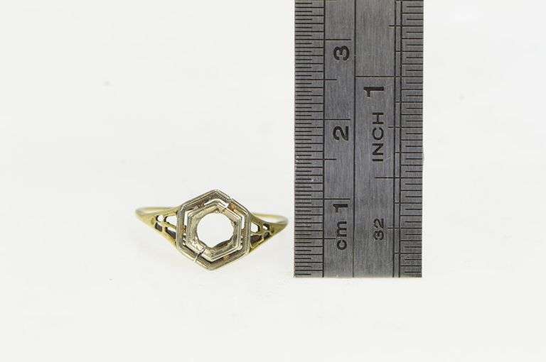 14K Yellow Gold 5.0mm Art Deco Ornate Engagement Setting Ring