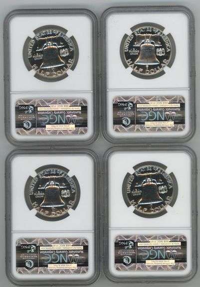 4 Diff. NGC PF67 Franklin Half Dollars: 1957, 58, 59, & 1960.