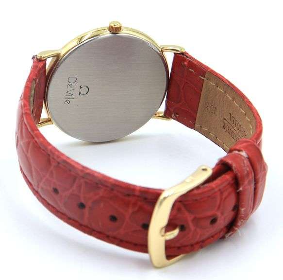 Omega De Ville Quartz Golf Club on Red Leather Strap Watch