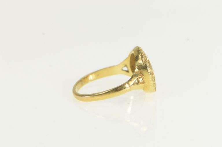 14K Yellow Gold Enamel Order of the Eastern Star Signet Ring