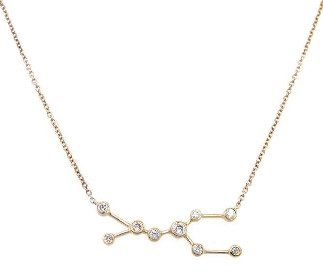 Porter Lyons 0.15ctw Diamond Gemini Zodiac Pendant Necklace in 14K