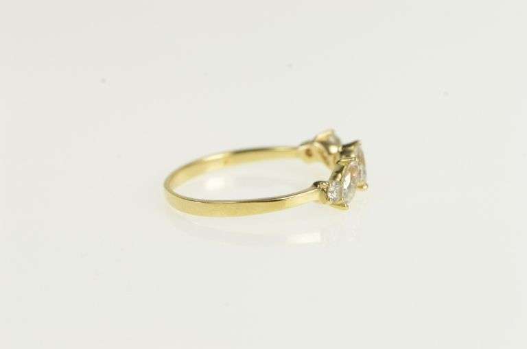 14K Yellow Gold Marquise & Round CZ Stackable Band Ring