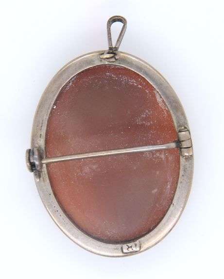 Vintage 925 Sterling Silver Cameo Pendant Brooch