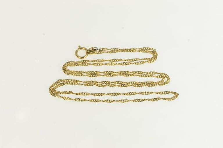 14K Yellow Gold 1.3mm Singapore Spiral Link Rolling Twist Necklace