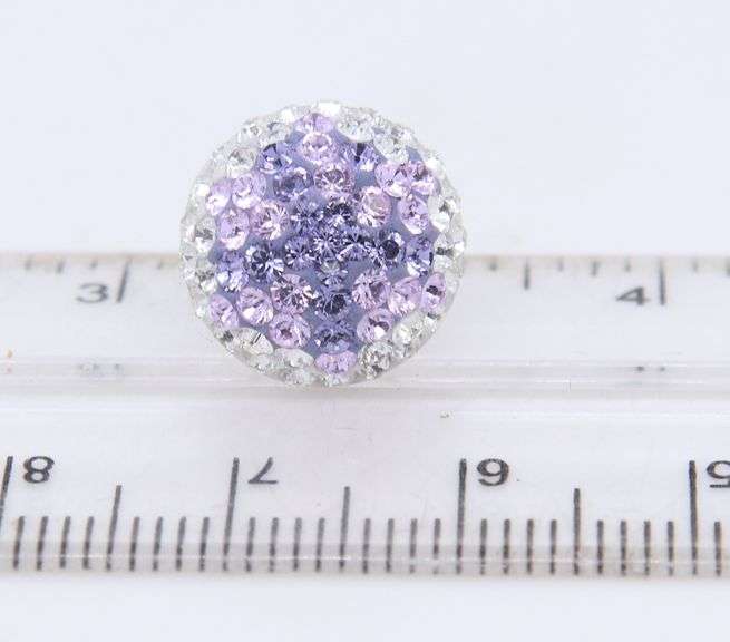 Sterling Silver Two Pair Of Crystal Round Earrings Studs