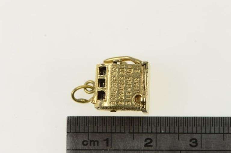 14K Yellow Gold Articulated Slot Machine Gambling Casino Charm/Pendant