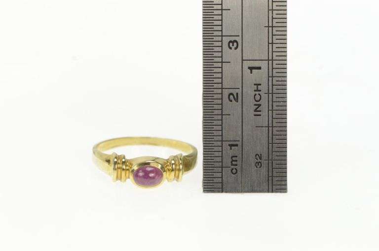 14K Yellow Gold Oval Natural Ruby Cabochon Vintage Ring