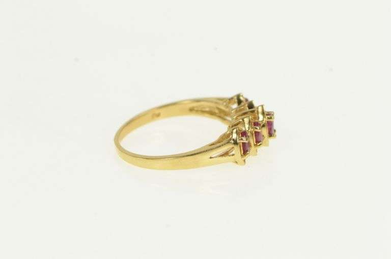 10K Yellow Gold Marquise Five Stone Natural Vintage Statement Ring