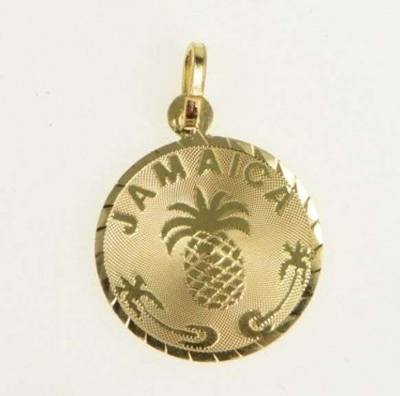 14K Yellow Gold Jamaica Pineapple Tropic Travel Souvenir Charm/Pendant