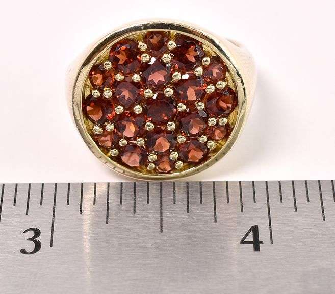 Red Garnet Circle Ring In Sterling Silver