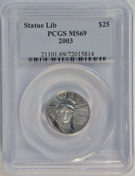 Near Perfect 2003 $25 pure Platinum Eagle. PCGS MS69