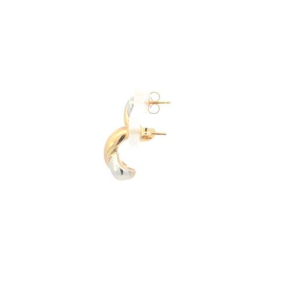 14K Yellow Gold Two Tone Puffy Twist Knot Vintage Stud Earrings