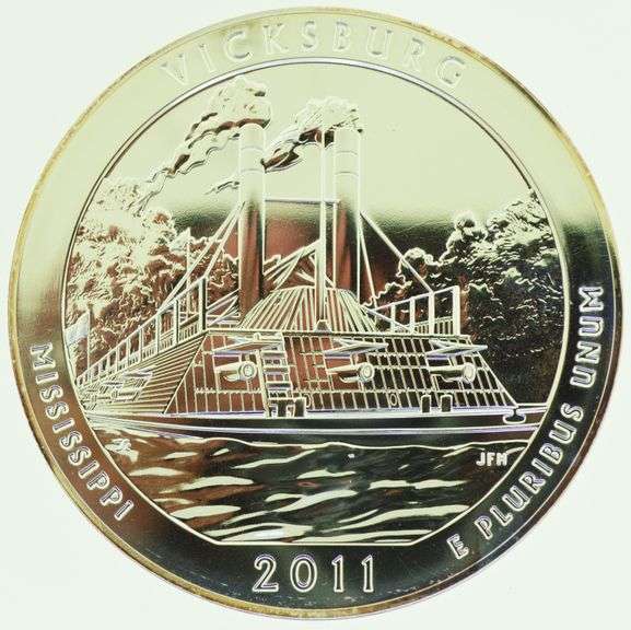 2011 5 oz .999 Fine Silver Quarter Dollar Vicksburg Mississippi Large Coin