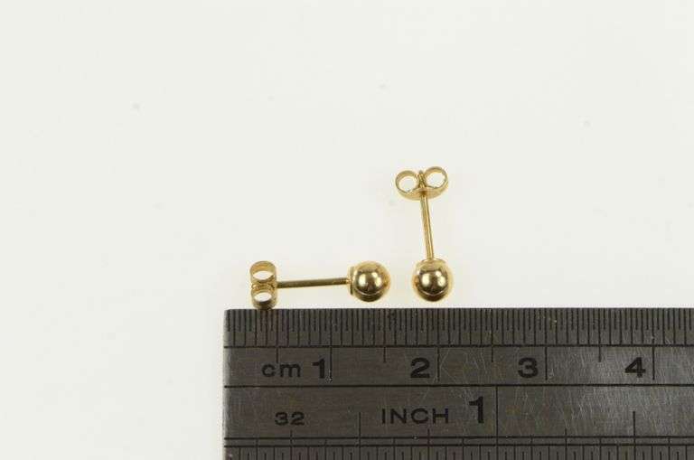 14K Yellow Gold 4mm Vintage Simple Classic Ball Stud Earrings