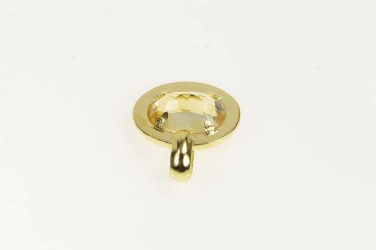 14K Yellow Gold Oval Citrine Vintage Classic Statement Pendant