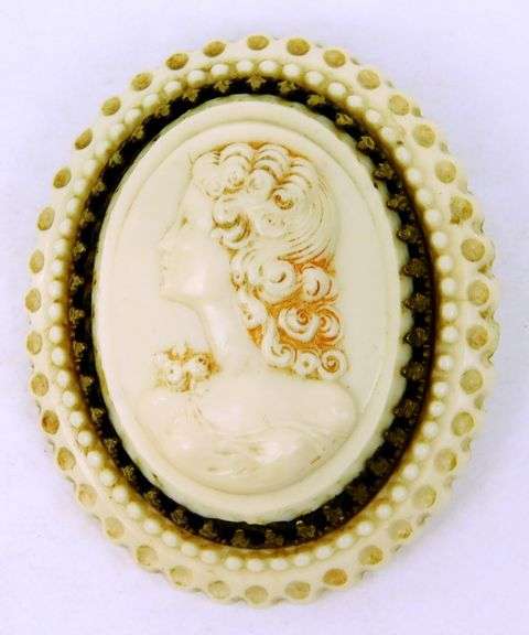 Antique Paris, France Large Celluloid Cameo Brooch