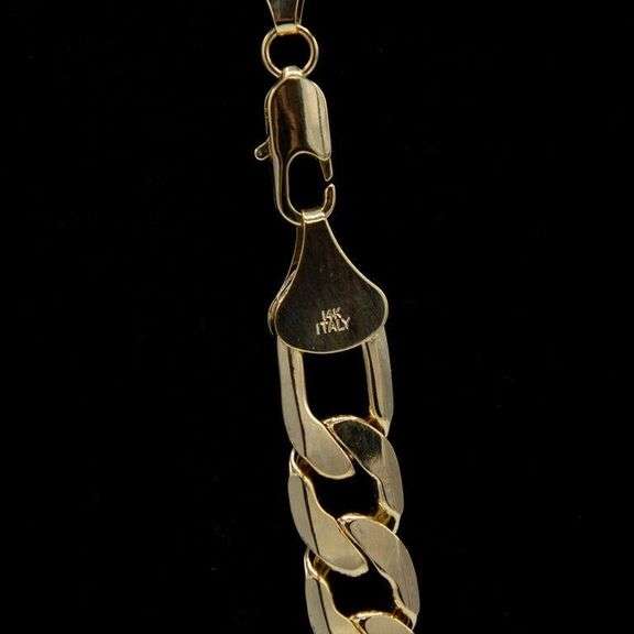 Huge 109 Gram 14Kt Gold Plate Figaro Link Necklace