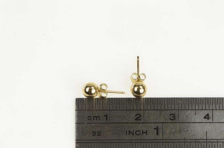 10K Yellow Gold 5.0mm Round Simple Classic Ball Stud Earrings