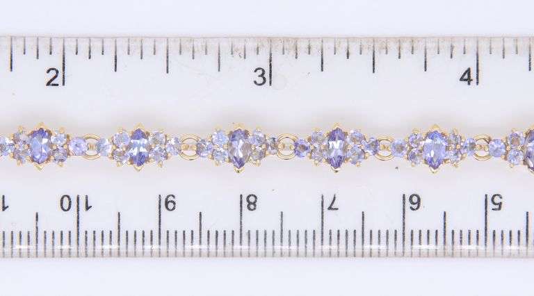 Pleasing Yellow Gold Tanzanite Cluster Bracelet