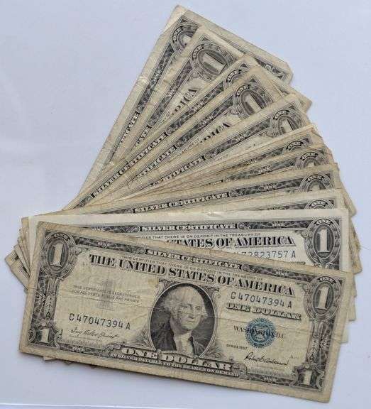 14 Various 1935 & 1957 Series $1 Silver Certificates Including 3 Stars