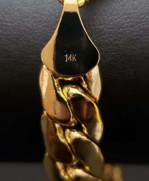 Huge 45.7 Gram 14 Kt Gold Plated Cuban Link Bracelet