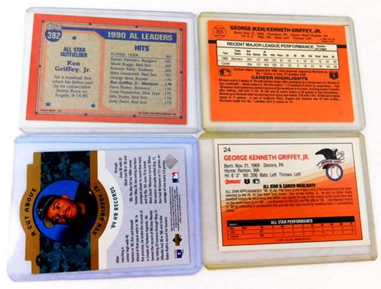 4 Ken Griffey, Jr. Baseball Cards