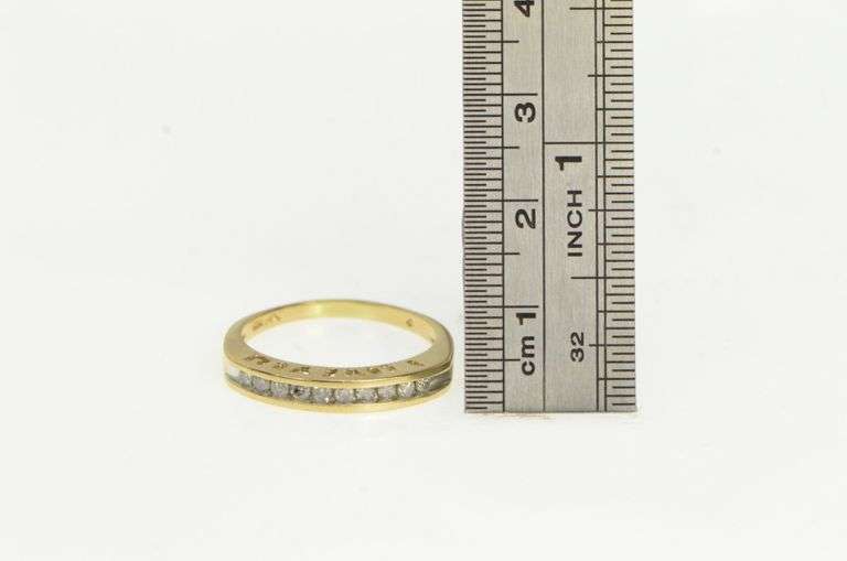 10K Yellow Gold I Love You Message Diamond Wedding Band Ring