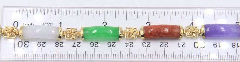 Multi Color Jade Bracelet with Gold Plated