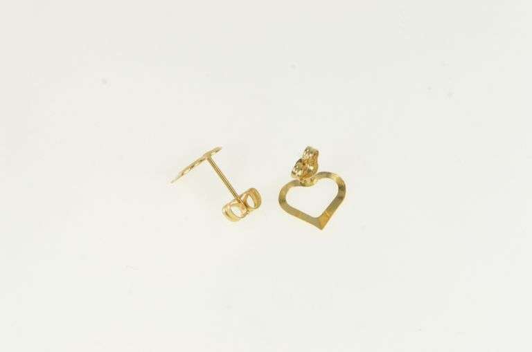 14K Yellow Gold Vintage Simple Heart Love Symbol Stud Earrings