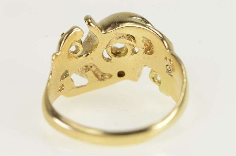 14K Yellow Gold 0.25 Ctw Diamond Wavy Statement Swirl Ring