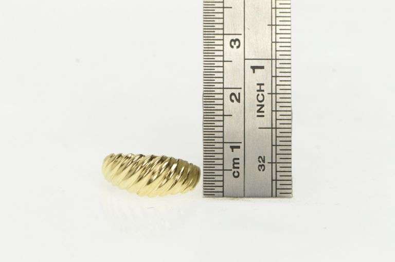 14K Yellow Gold Domed Striped Grooved Vintage Statement Ring
