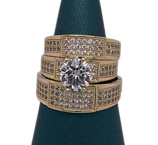 14K Gold Couples Wedding Ring Set