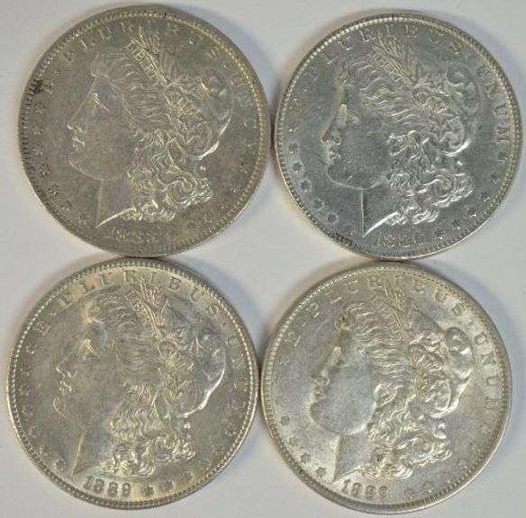 4 Real flashy-white 19th Century Morgan Silver Dollars