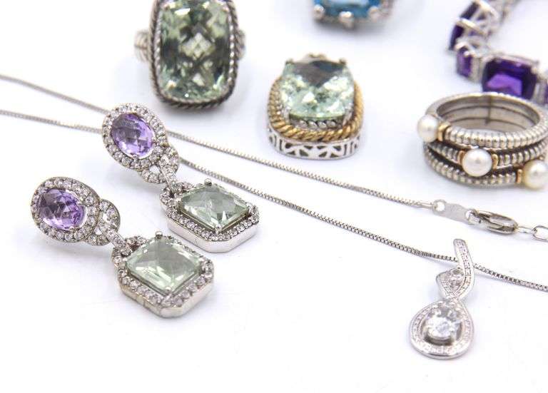 Group Lot of 925 Sterling Silver Gemstone Jewelry