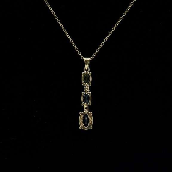 14 Kt Gold Plate Natural Peridot Blue Topaz Amethyst Pendant