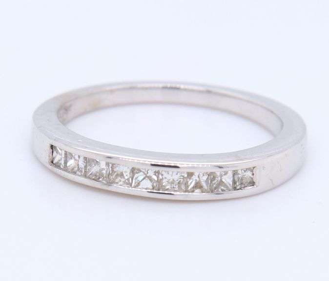 Dazzling White Gold Princess Cut Channel Set Diamond Band