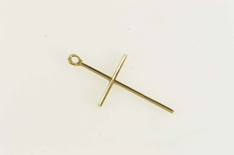 14K Yellow Gold Squared Vintage Cross Christian Faith Charm/Pendant