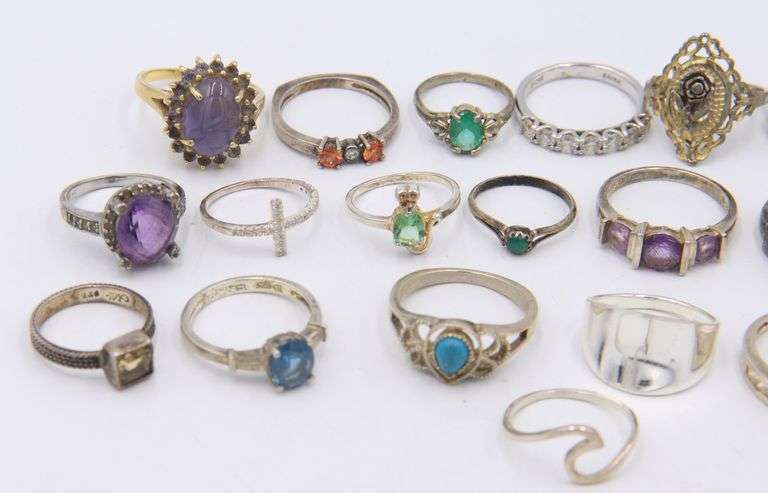 Big Group Lot of Vintage 925 Sterling Silver Rings