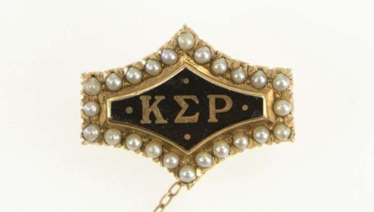 10K Yellow Gold Kappa Epsilon Rho Seed Pearl Lapel Frat. Pin/Brooch