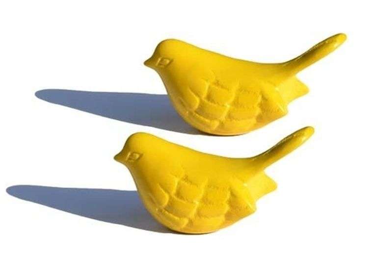 Joyful Bird Figurines: Happiness in Yellow