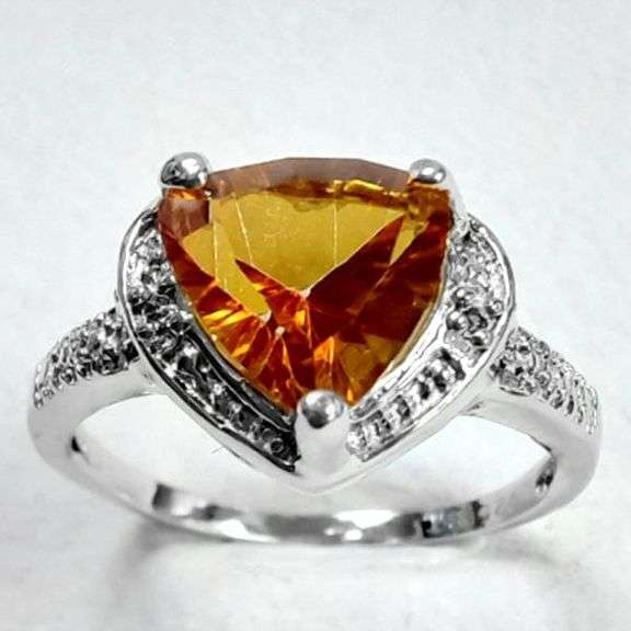 1.68 CT YELLOW MYSTIC GEMSTONE & DIAMOND 925 STERLING SILVER RING