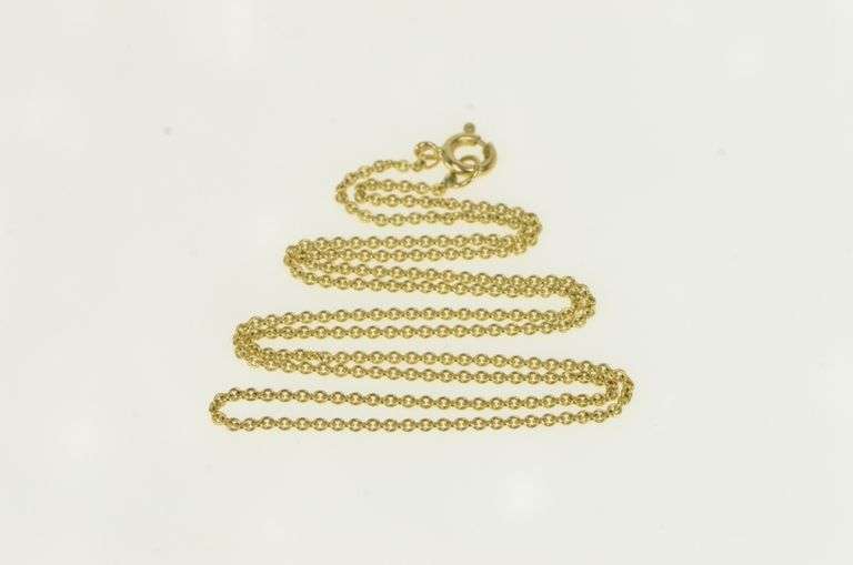 14K Yellow Gold 1.5mm Cable Link Classic Oval Chain Necklace