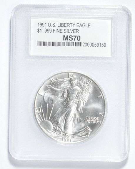 MS70 1991 American Silver Eagle - .999 Fine Silver - Graded PCC